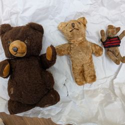 Three Antique Stuffed Bears