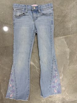 Squeeze Girls Flare Jeans with Floral Embroidery