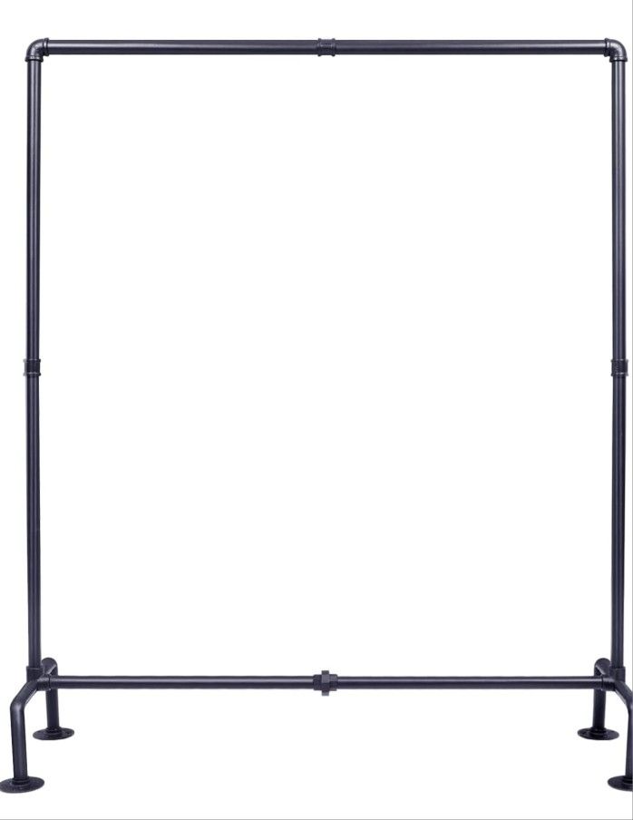 Industrial Pipe Clothing Rack Free Standing, Heavy Duty Detachable Clothes Rack with 4 Stable Feet for Garment Storage Display, Black