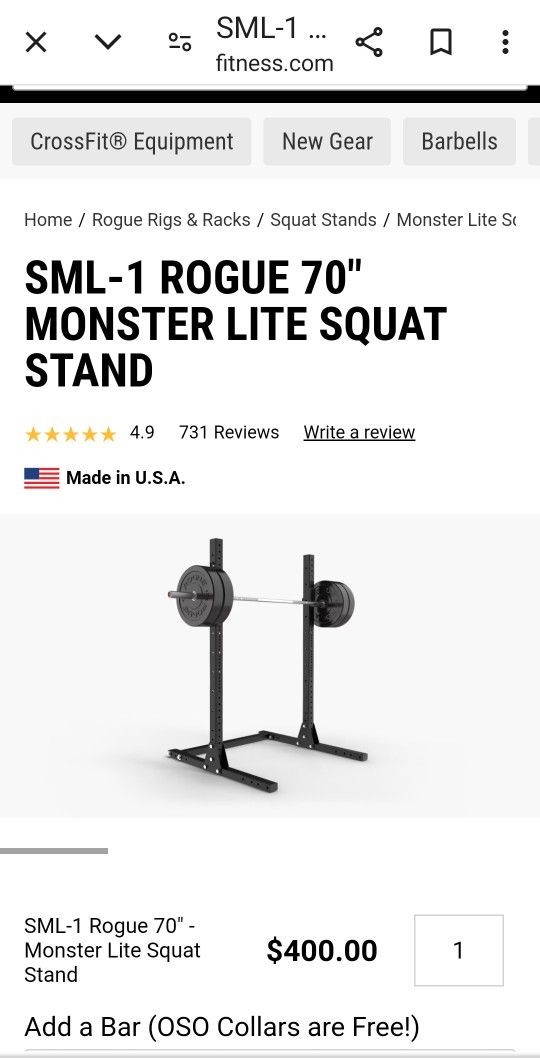 Rogue 70" Monster Lite Squat Stand