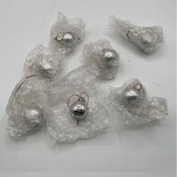 Vintage Mini Silver & Glitter Christmas Ornaments 