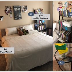 Black Piping Nightstand and Bookcase Set