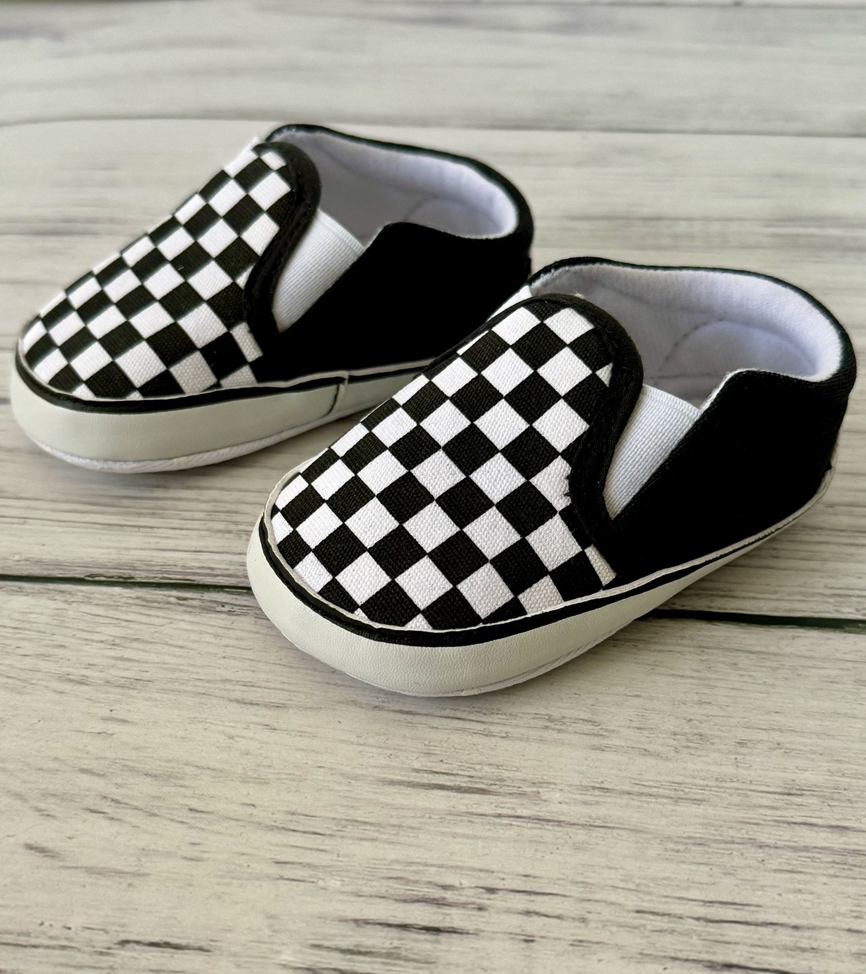 Checkered Baby Shoes, Size 6-12 Months