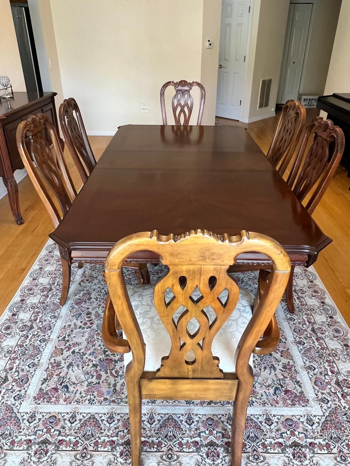 7 Pieces Dinning Table Set with Extension and Console table