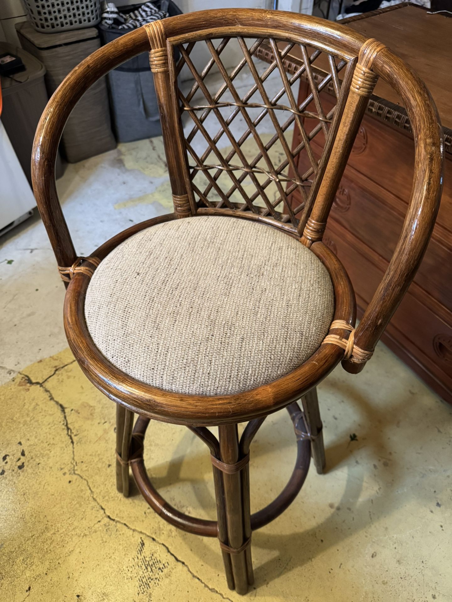 Mid-Century Rattan Bar Stool