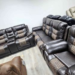 NEW🌞$10 Down Payment Finance & Delivery Available 🫒Leipzig Reclining Living Room Set ▪️ Sofa & Loveseat & Recliner ▪️