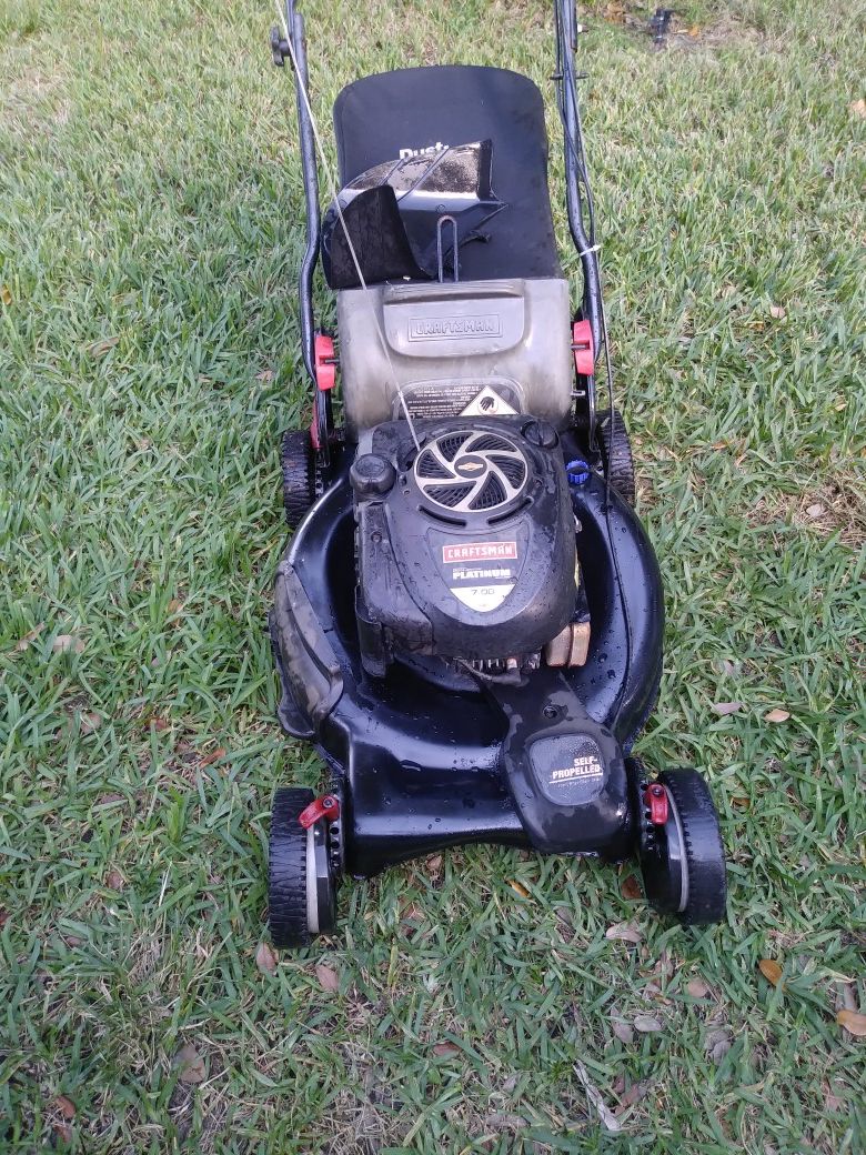 Lawnmower lawn mower craftsman platinum start right up 7.0hp front wheel drive self propelled.