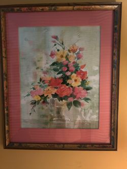 Framed Floral Watercolor Painting