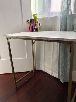 Faux Marble Top Desk with Gold Metal Frame