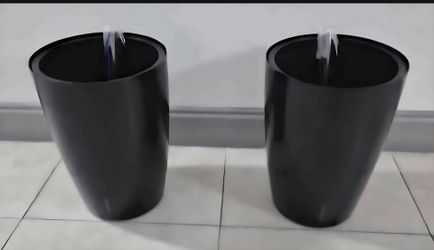 *** NEW LOW PRICE *** PAIR of 16" Black Self Watering Planters (2 for $40) @ Lasting Creations