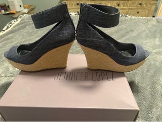 Jennifer Lopez Navy Espadrille Wedges (Size 9)