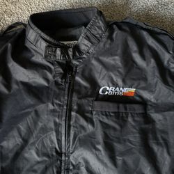 Vintage Crane Cams Satin Bomber Jacket Adult Large Black MBA Full Zip 80s Auto
