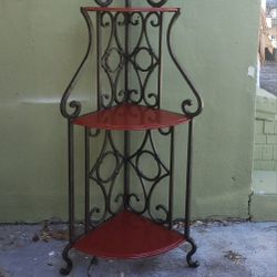Corner Metal And Wood Baker's Rack Decorative Etagere Shelves