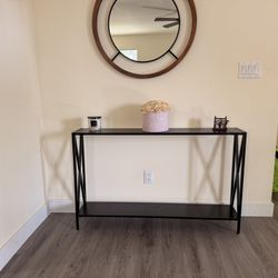 Modern Black Console Table with Shelf