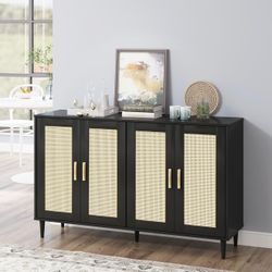 Brand New Black Rattan Sideboard