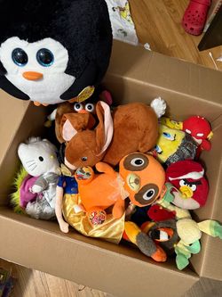 Box of random plushies