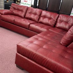 🇺🇸HUGE Blowout Furniture Sale!🇺🇸 Brand New Faux Leather Red Sectional! $50 Down Takes It Home Today!