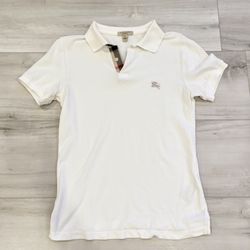 Burberry Brit Polo Collared Shirt Short Sleeve White Size XS XL YOUTH BOYS