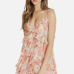 Brand New Woman’s Buffalo “On The List” brand Peach colored Floral Mini  Dress Up For Sale 