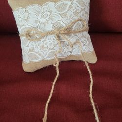 Burlap & Lace Wedding Ring Bearer Pillow