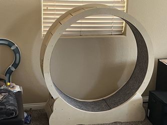 Cat- Homegroove Cat Exercise Wheel for Indoor Cats, 46" Large XL Cat Running Treadmill Wheel with Carpeted Runway for Kitty’s Longer Life, Natural Woo