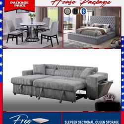 NEW 3 ROOM PACKAGE DEAL WITH BED MATTRESS DINING ROOM SECTIONAL SOFA AND FINANCING AVAILABLE 