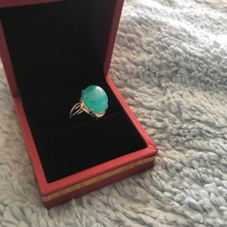 Ring, Adjustable, Sterling Silver,adjustable , Aquamarine Color Stone