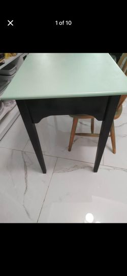 Green desk with chair