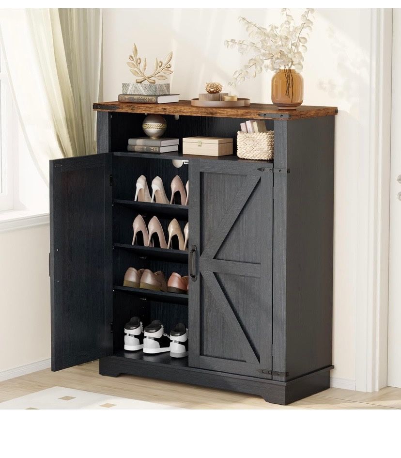 6-Tier Shoe Cabinet with Doors, Entryway Shoe Rack Shoe Storage Cabinet with Adjustable Shelves & An