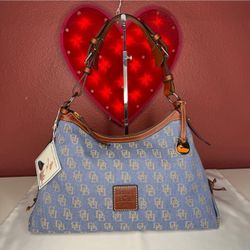 NWT Denim Dooney & Bourke Medium East / West Slouch Shoulder Bag