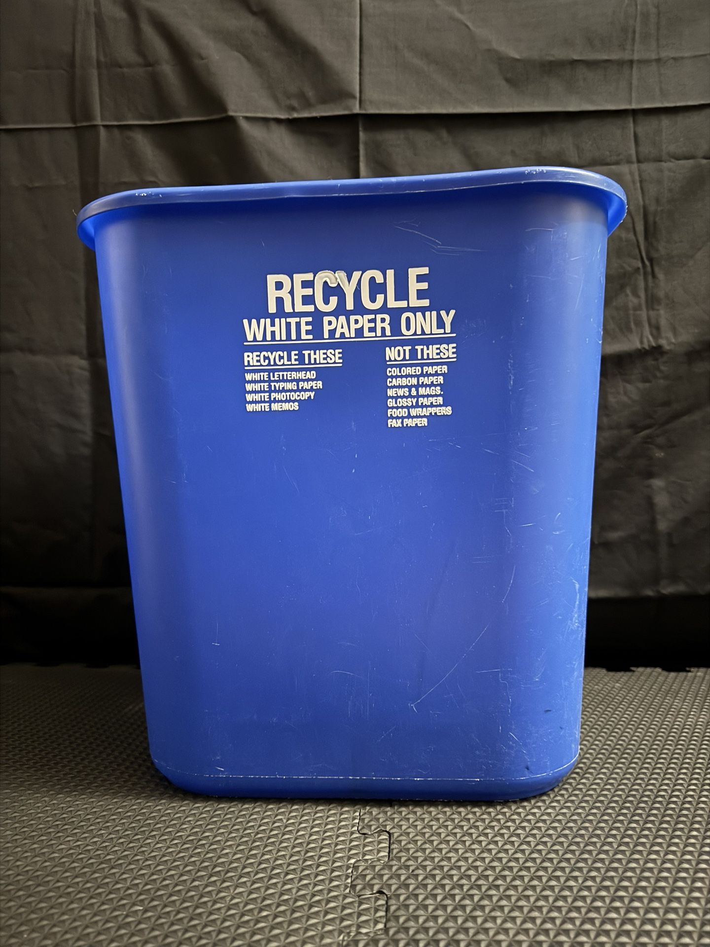 Recycling blue trash can