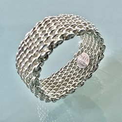 Tiffany & Co Sterling Silver Ladies Ring Mesh Ring “Size 10 1/2  “L@@K”