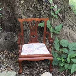 12” Wooden Chair With Tapestry cushion seating