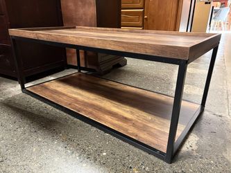Industrial Oak Finish 2-Tier Rectangular Coffee Table