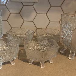 EAPG Vintage Gillinger & Sons Patterned Hexagon Glass