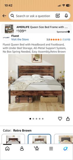 Country Style Queen Size Bed Frame and Mattress