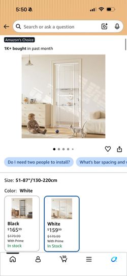 NEW Gardner Pet 51"-87" Extra Tall Cat Gate for Doorway, Wide Adjustable 27.56"-37" Baby Gate Included 4 Extension Kits, Pressure Mounted Safety Full 