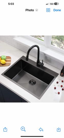 33x22 Black Drop In Kitchen Sink (R07B-1)
