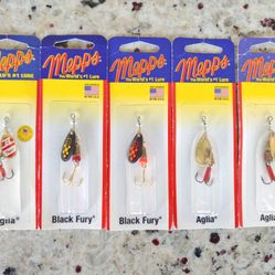 5 Packs Mepps Aglia + Mepps Black Fury In-Line Spinner - Spinnerbaits - Fishing Lures