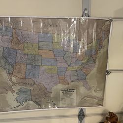 Large wall map 38”l x 47.5 w