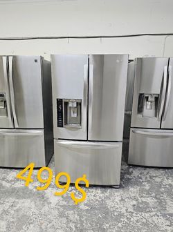 LG 3 DOORS STAINLESS STEEL 36" WIDE I. MAKER & WATER WORKING EXCELLENT DELIVERY INSTALLATION AVAILABLE