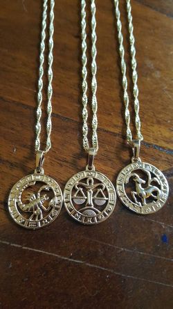 Gold plated Zodiac sign necklace 20" long