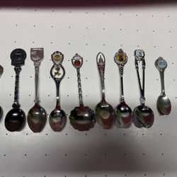 Lot of 9 Collectible Souvenir Spoons USA States & International