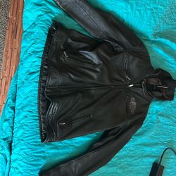 Leather Harley Davidson Jacket With Built In Hoodie 