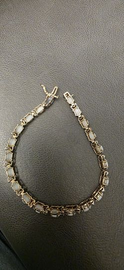 Gold Tennis Bracelet with, 0pal Stones