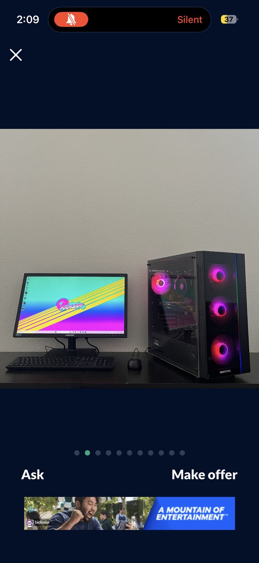 FAST Custom Midrange Gaming PC Computer (Ryzen 5 3400G, GTX, 1660, 32GB RAM, 256 GB NVMe + 2TB HDD, WiFi)