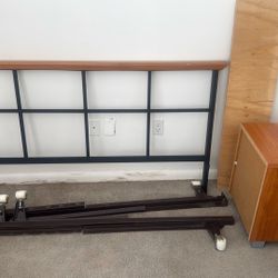 Queen Bed Headboard and Frame + Nightstand