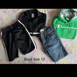 Boys size 12 bundle (jeans hoodie, athletic outfit) 4 pc 