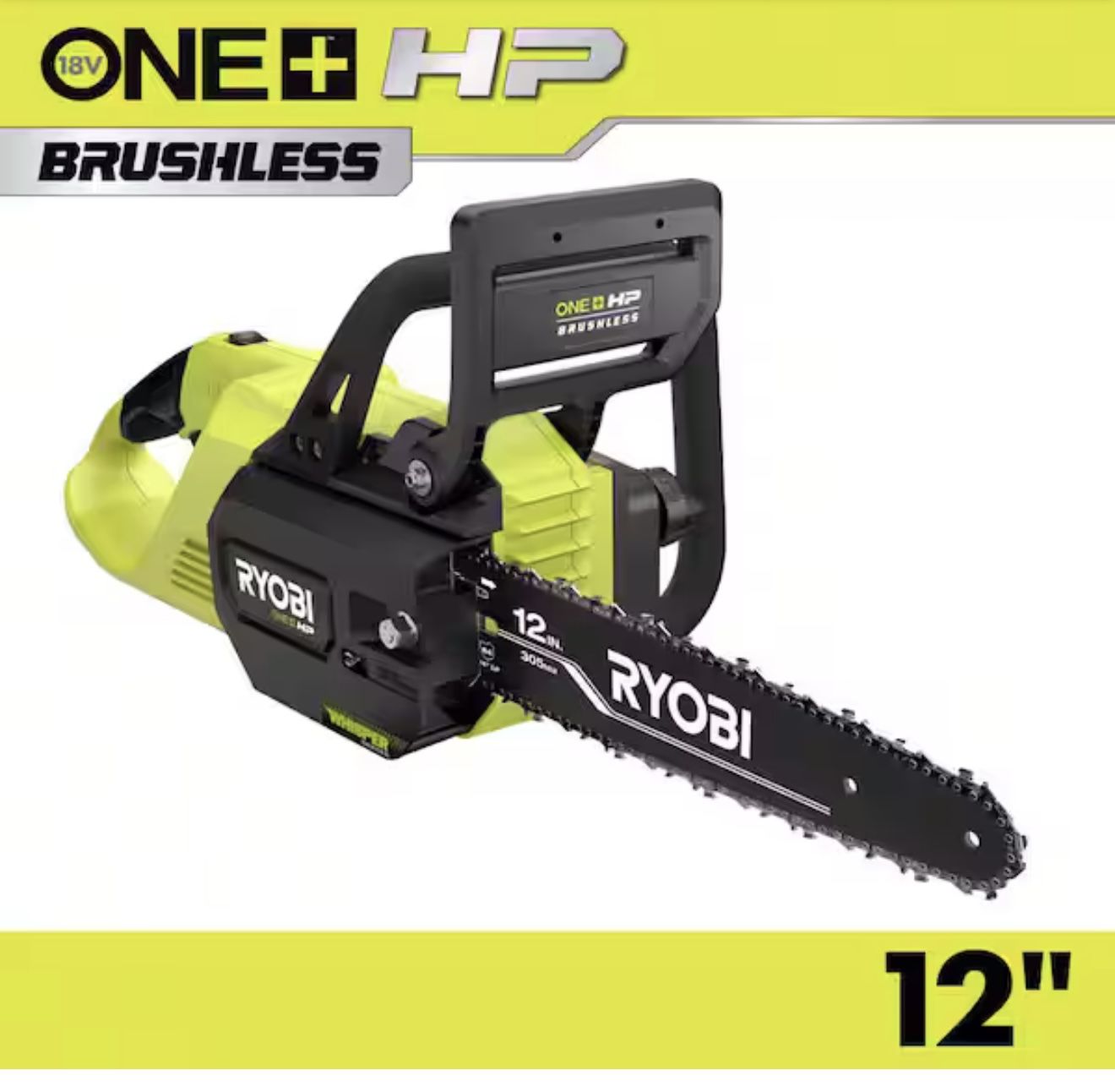 RYOBI ONE+ HP 18V Brushless Whisper Series 12 in. Battery Chainsaw (Tool Only