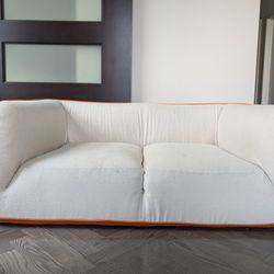 Calligaris Italian Wool Sofa - Cream with Orange Trim, 2-Seater